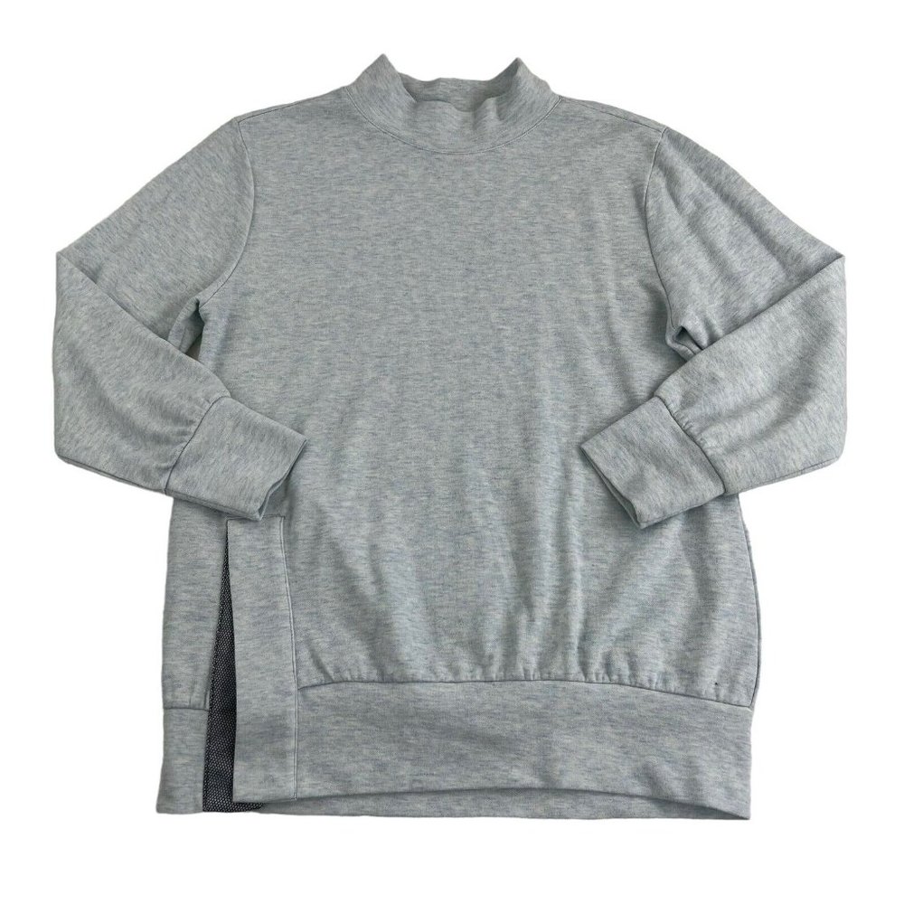 Zella Pullover Sweatshirt Women's Large Light Blue Heather Mock Neck 3/4 Sleeve